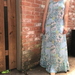 Gorgeous! Aqua Blue Print Maxi Dress